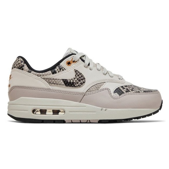 Nike Shoes - Nike Women’s Air Max 1 Leather Sneakers in Cream, Black & Tan Snake Print